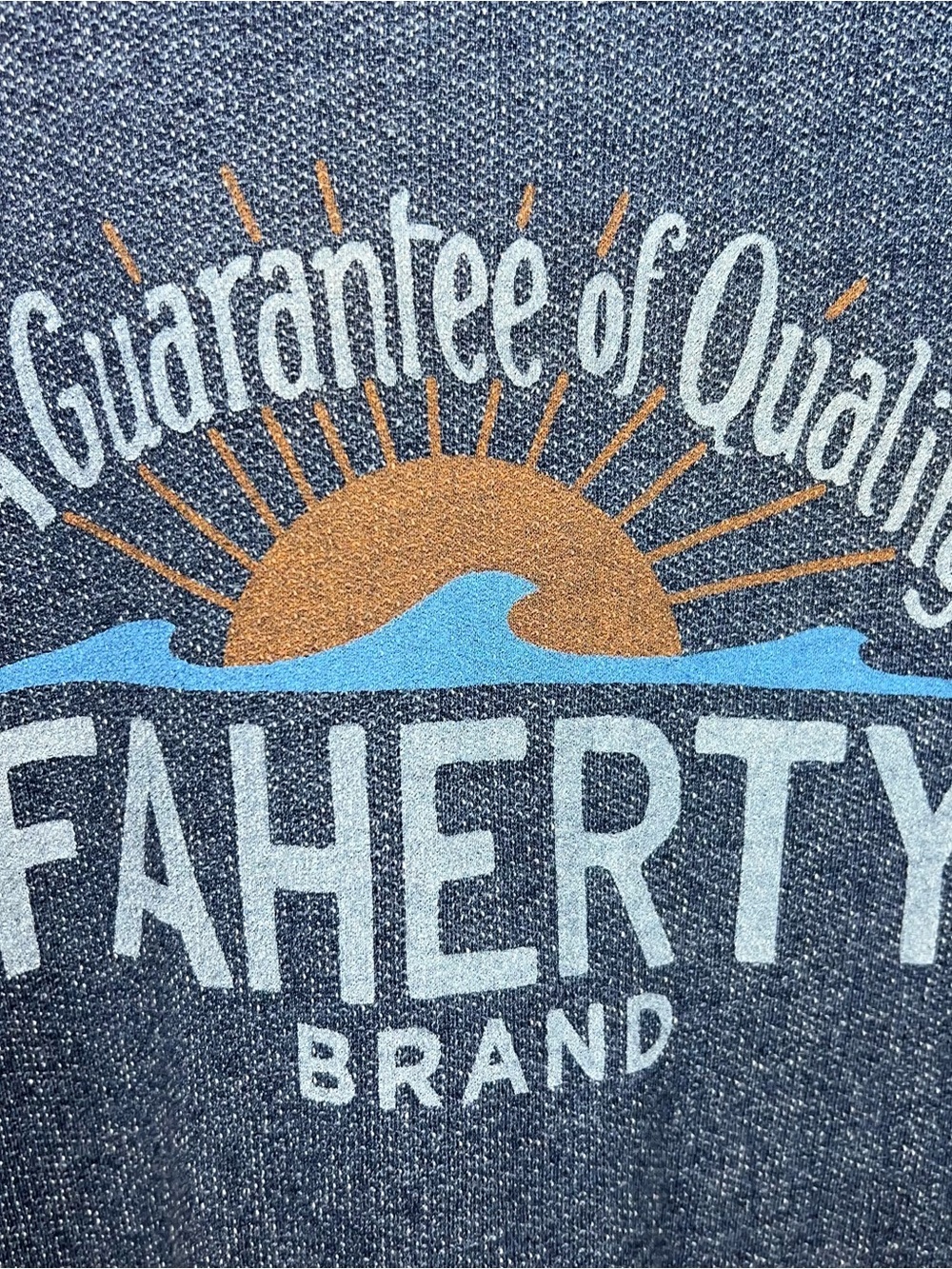 Faherty Brand Indigo Blue Graphic Crewneck Sweatshirt Large Coastal Surf - Picture 8 of 12